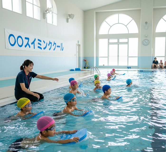 プールで泳ぐ子供の様子